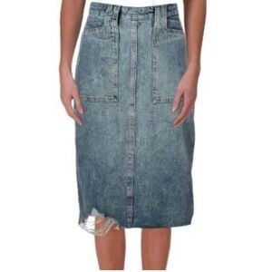 We The Free People Distressed Elisa Denim Skirt Women 4 Festival Concert Bonfire